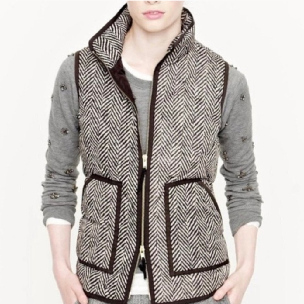 J.Crew Excursion Puffer Down Vest Herringbone Pat… - image 3